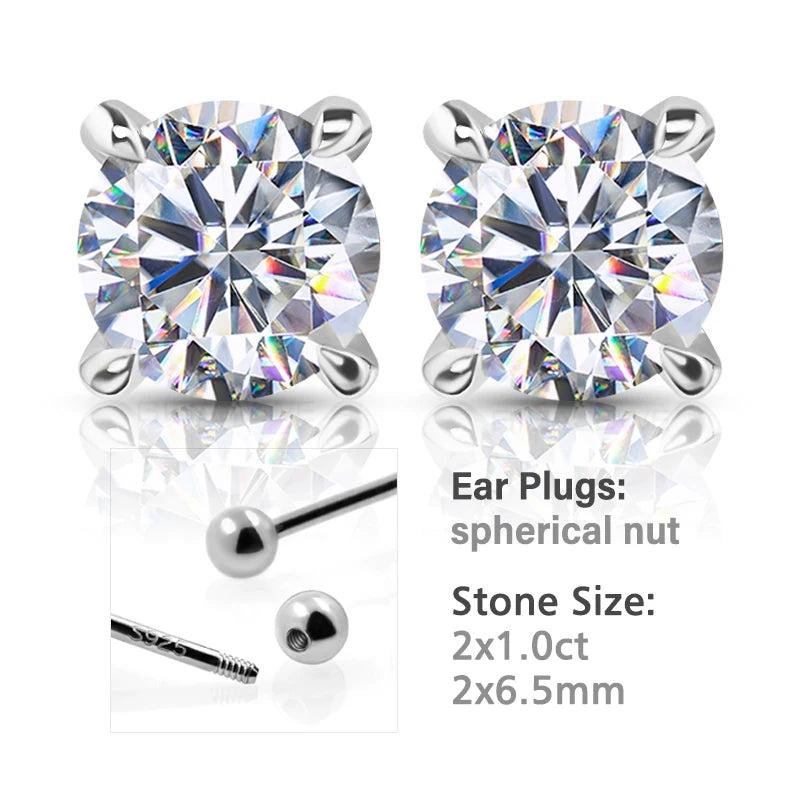 GIGAJEWE 925 Sterling Silver 4-Prong Stud Earrings D Color & Nova Color Moissanite Earrings for Women Fine Jewelry Gift