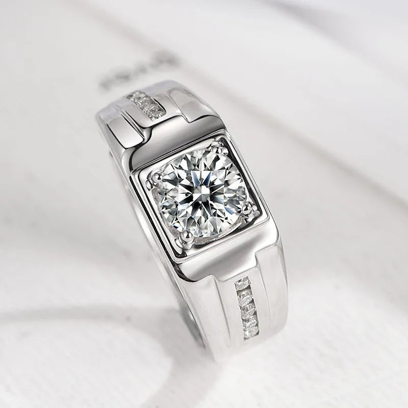 New 925 Sterling Silver Men Ring 1ct Moissanite for Men Women Wedding Luxury Jewelry Engagement Charm Fashion Party Gifts