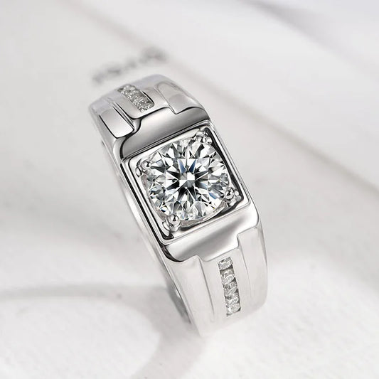 New 925 Sterling Silver Men Ring 1ct Moissanite for Men Women Wedding Luxury Jewelry Engagement Charm Fashion Party Gifts