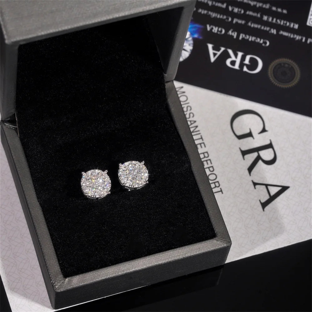 ICEBLING 925 Moissanite Stud Earrings Sterling Silver VVS Round Princess Cut  Screw Ear Studs For Men