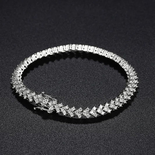 NeeTim Moissanite Tennis Bracelet 925 Sterling Silver Lab Diamond Bracelets with White Gold Plated  Fine Jewelry For Women