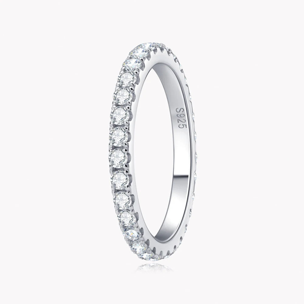 Slim Round Moissanite Full Eternity Band