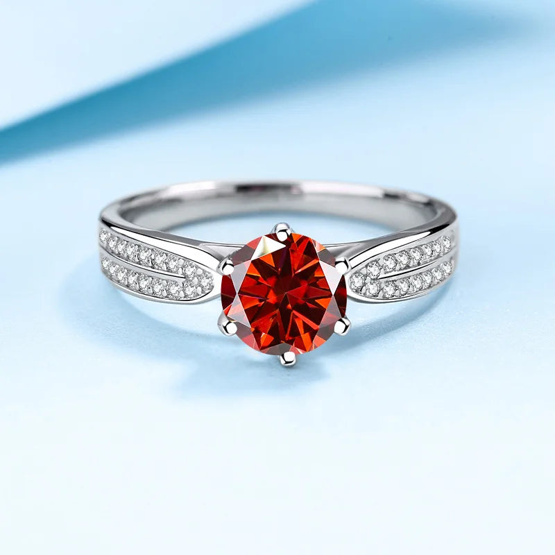 1CT 6.5MM D Color VVS GRA Moissanite Ring For Charm Lady 925 Sterling Silver Female Fine 925 Sterling Silver Jewelry Wholesale