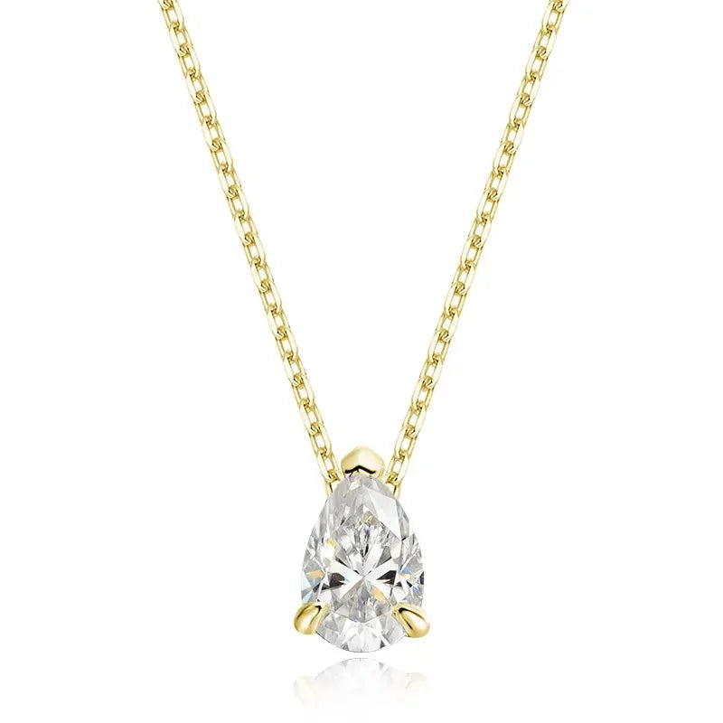 Smyoue Certified 1CT 2CT 3CT 4CT Moissanite Necklace for Women 100% S925 Sterling Silver Pear Cut D VVS1 Pendant Dropshipping