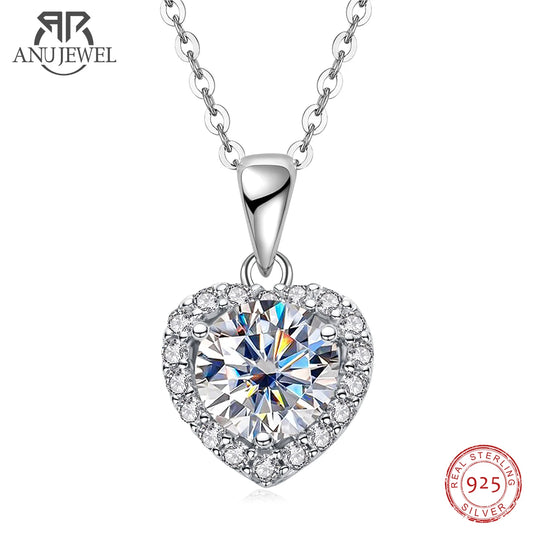 1 CT D Color Heart Moissanite Pendant Necklace
