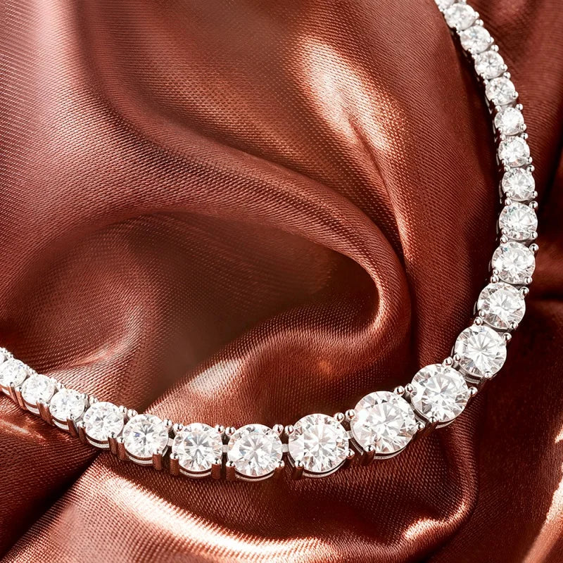 Full Moissanite Tennis Necklace Woman 925 Sterling Sliver Neck Chain Choker Necklace Sparkling Wedding Bridal Fine Jewelry Gifts