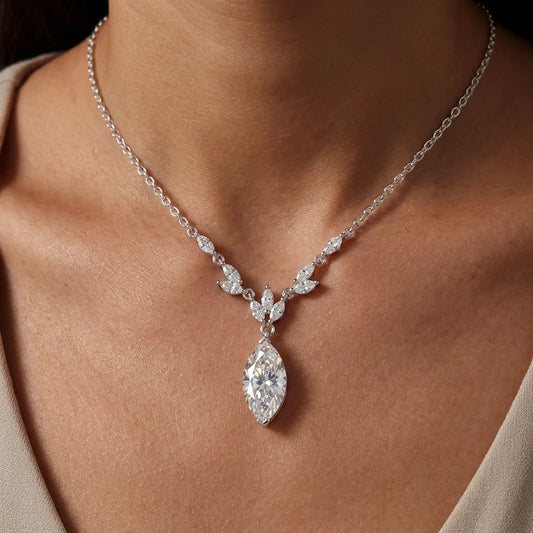 3 CT Marquise Cut Moissanite Necklace