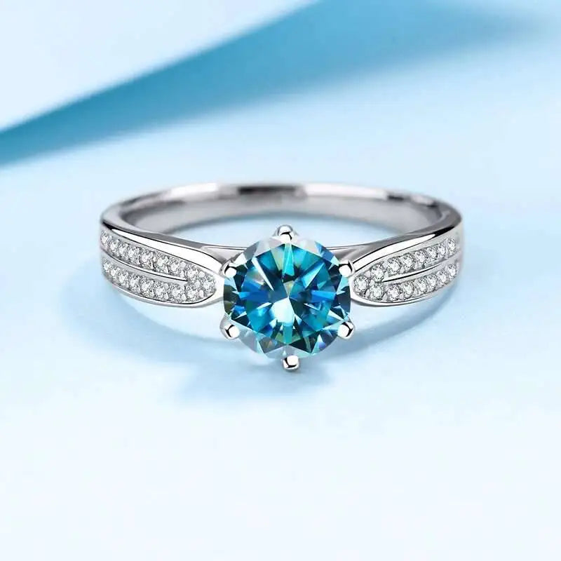 1CT 6.5MM D Color VVS GRA Moissanite Ring For Charm Lady 925 Sterling Silver Female Fine 925 Sterling Silver Jewelry Wholesale