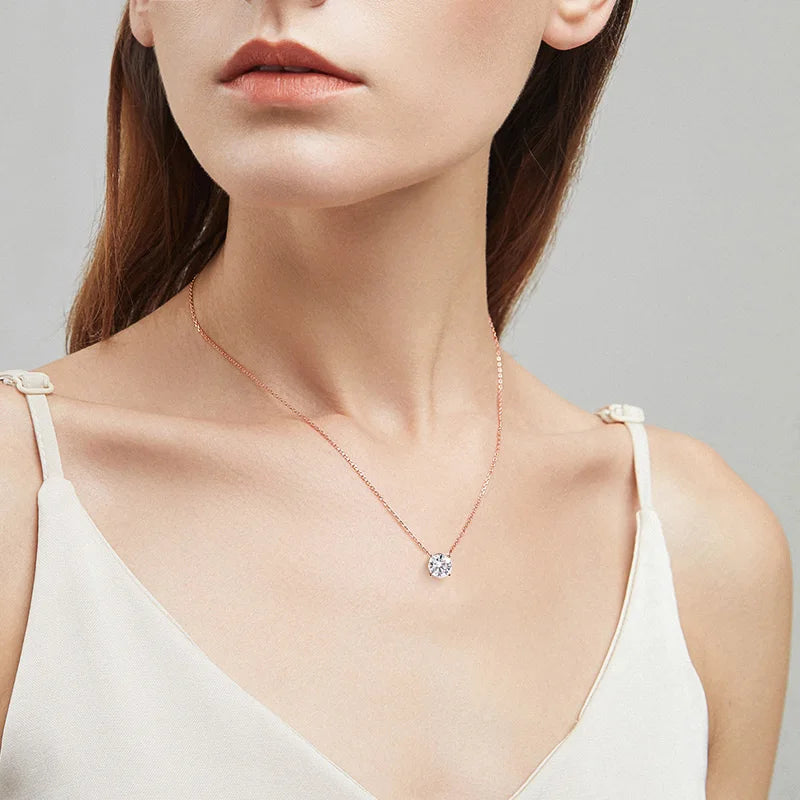 1–5 CT Round Solitaire Moissanite Necklace