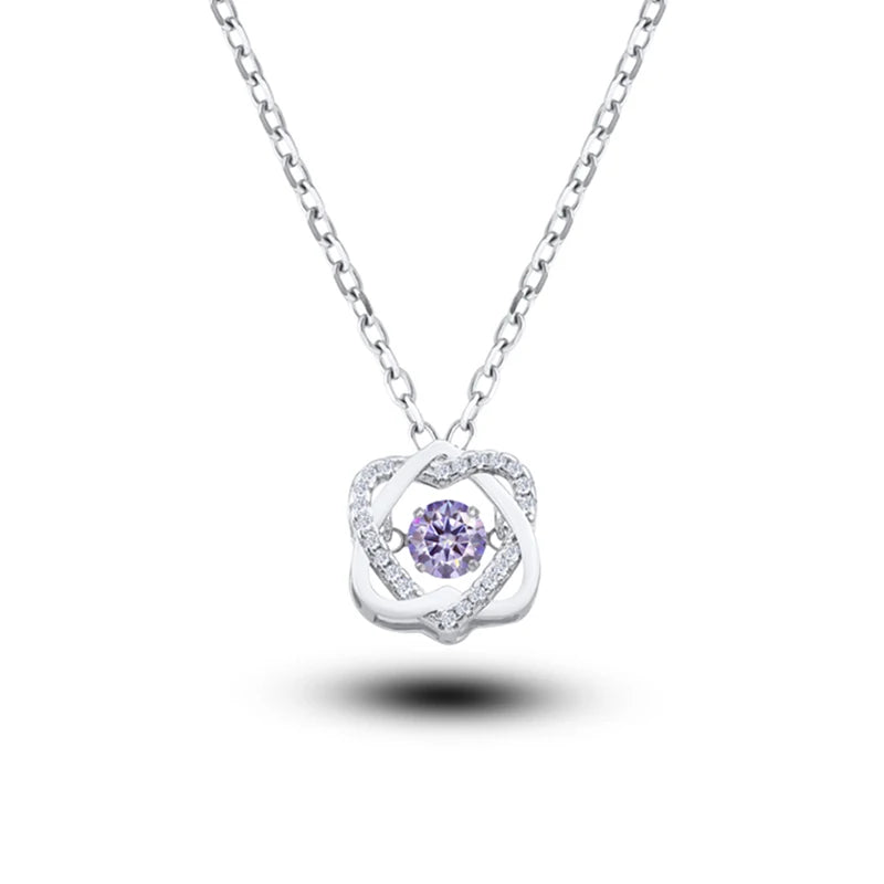 Moissanite Necklace For Women 100% Sterling S925 Silver With White Gold Plated Lab Diamond Jewelry Wedding Pendant with O-chain