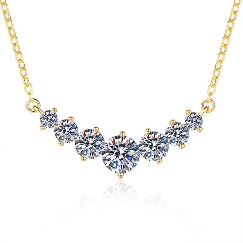 Moissanite Necklace for Woman S925 Sterling Sliver Diamond Pendant Plated Platinum Engagement Wedding Jewely