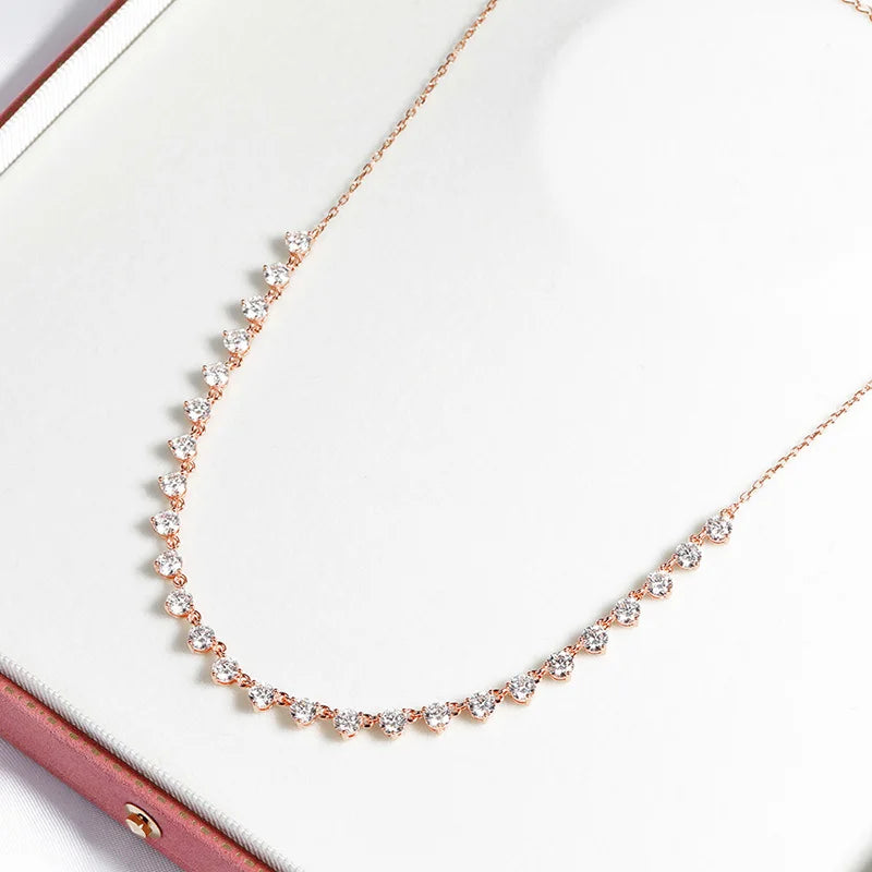 Smyoue 4mm Full Moissanite Choker Necklaces for Women 42cm Adjustable Chain D Color Vvs1 S925 Sterling Silver Tennis Necklace