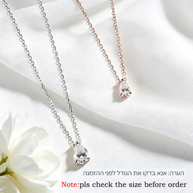 Smyoue Certified 1CT 2CT 3CT 4CT Moissanite Necklace for Women 100% S925 Sterling Silver Pear Cut D VVS1 Pendant Dropshipping