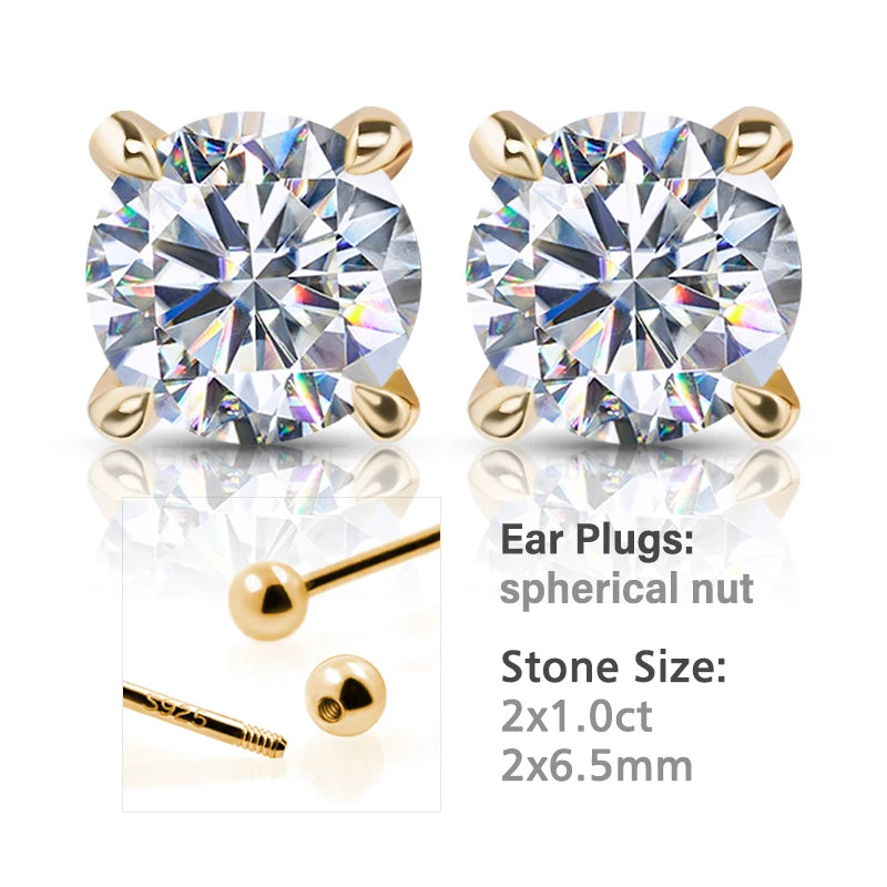 GIGAJEWE 925 Sterling Silver 4-Prong Stud Earrings D Color & Nova Color Moissanite Earrings for Women Fine Jewelry Gift