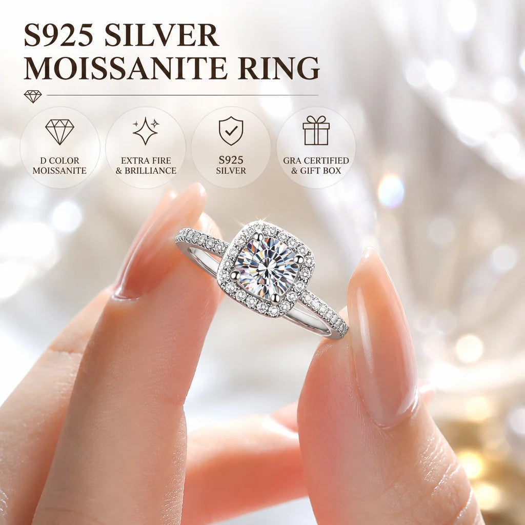 100% Real Moissanite With GRA Ceritificate Jewellry Earrings Necklace Rings S925 Silver Luxury Sparkling Diamond D VVS Gifts