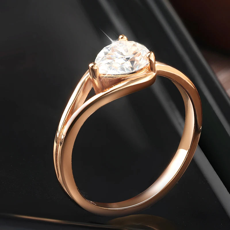 KNOBSPIN Pear Moissanite Rings for Women 1ct D Color VVS1 Diamond GRA Certified Solid 925 Silver Plated 18k Gold Engagement Ring
