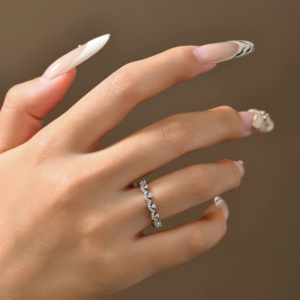 ATTAGEMS 2026 New Moissanite Lace Ring Light Luxury Silver 925 Stackable Rings for Women High Quality Wedding Party Jewelry Gift