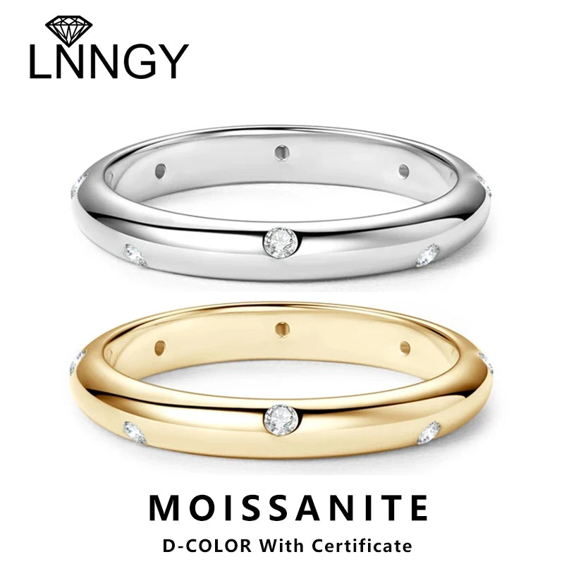 Lnngy Moissanite Ring Original Certified 925 Silver Rings For Women Couples Delicate Stackable Wedding Band Dazzling Jewellery