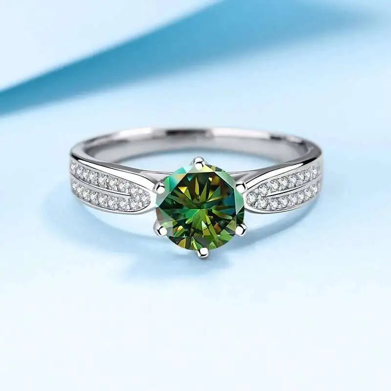 1CT 6.5MM D Color VVS GRA Moissanite Ring For Charm Lady 925 Sterling Silver Female Fine 925 Sterling Silver Jewelry Wholesale