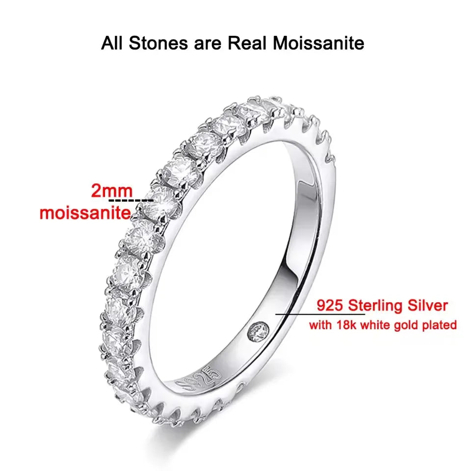 BXINY Full Moissanite Ring Sets 100% S925 Silver for Women Emerald/Radiant Cut Diamond Wedding Bands Gifts Fine Jewelry With GRA