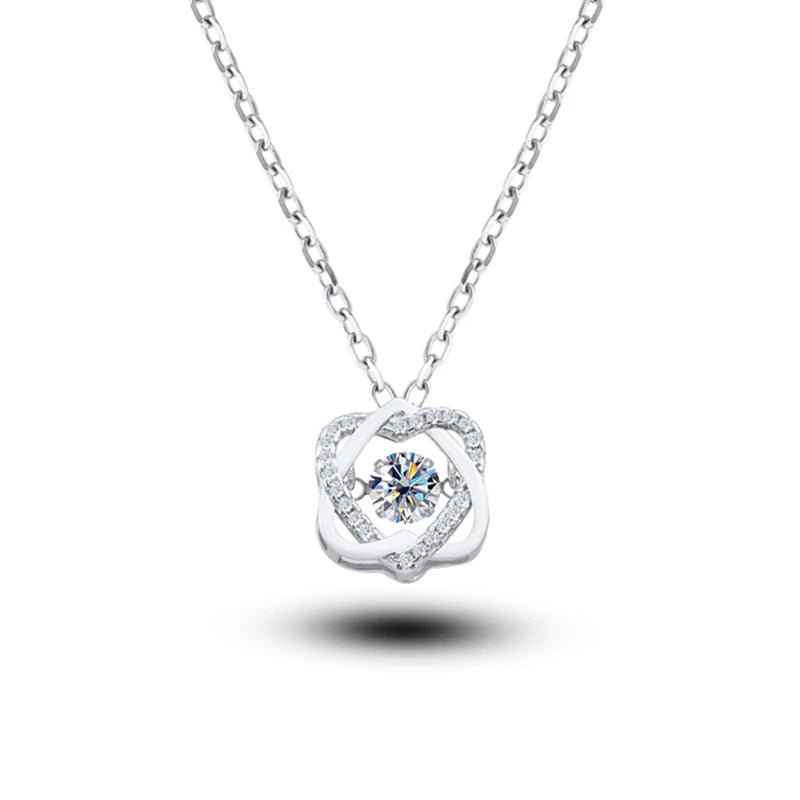 Moissanite Necklace For Women 100% Sterling S925 Silver With White Gold Plated Lab Diamond Jewelry Wedding Pendant with O-chain