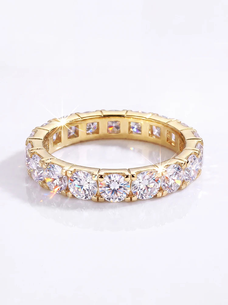 925 Sterling SilverFull 0.1CT Round Moissanite Diamond Ring For Women Engagement Wedding High Quality Luxury Fine Jewelry