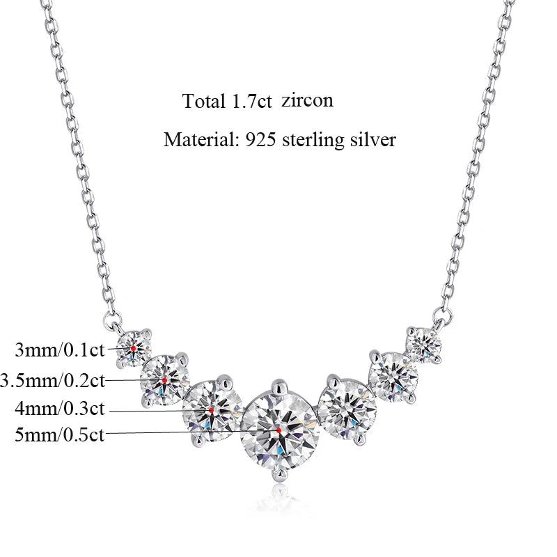 OEVAS 100% 925 Sterling Silver 1.7 Carat Moissanite Diamond Pendant Necklace For Women Luxury Wedding Party Fine Jewelry Gifts