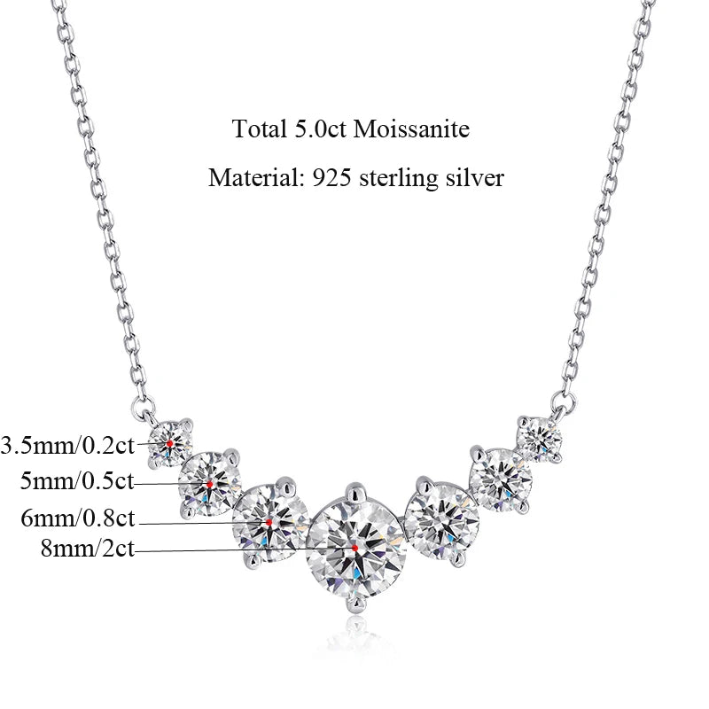 OEVAS 100% 925 Sterling Silver 1.7 Carat Moissanite Diamond Pendant Necklace For Women Luxury Wedding Party Fine Jewelry Gifts