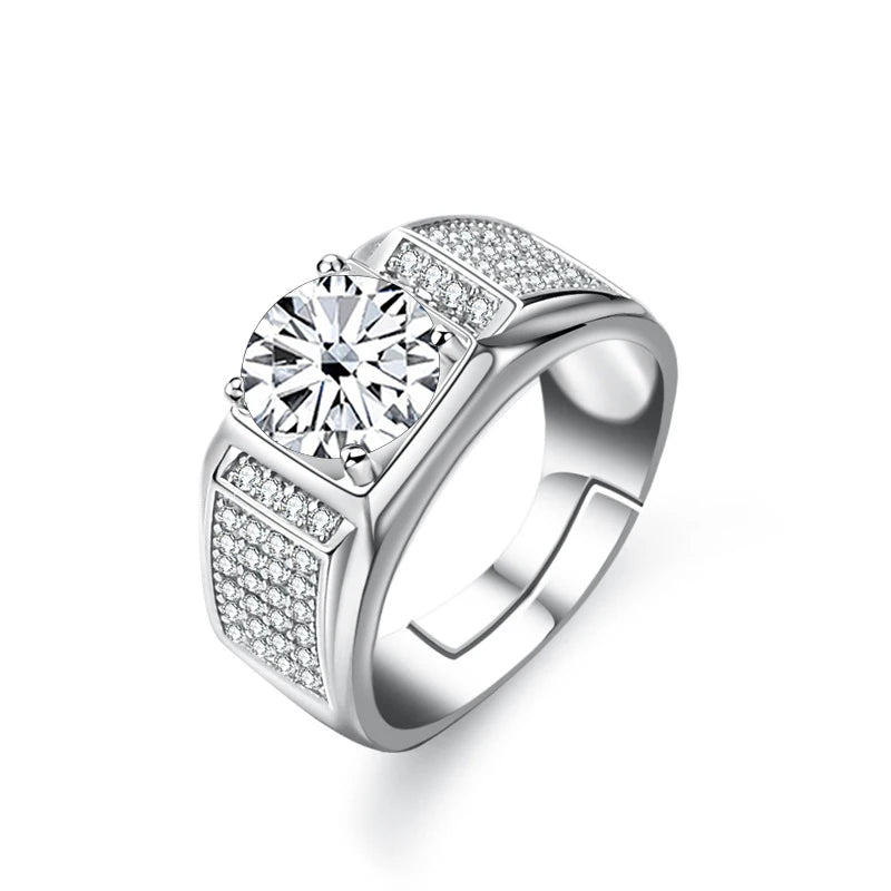 JoyceJelly Gorgeous 925 Sterling Silver Moissanite Ring For Men Boss Male Rings Wedding Engagement Party Luxury Jewelry Size7-11