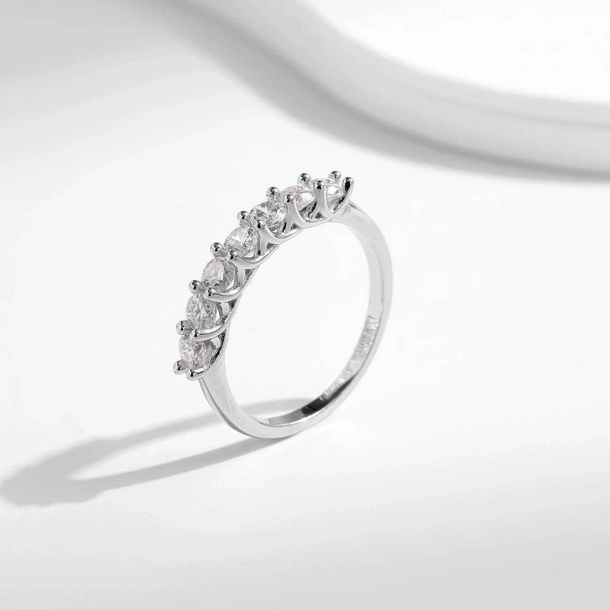 MODIAN Moissanite Wedding Band 925 Sterling Silver Ring Platinum Plated Lab Diamond Stackable Crown Jewelry For Women Gifts