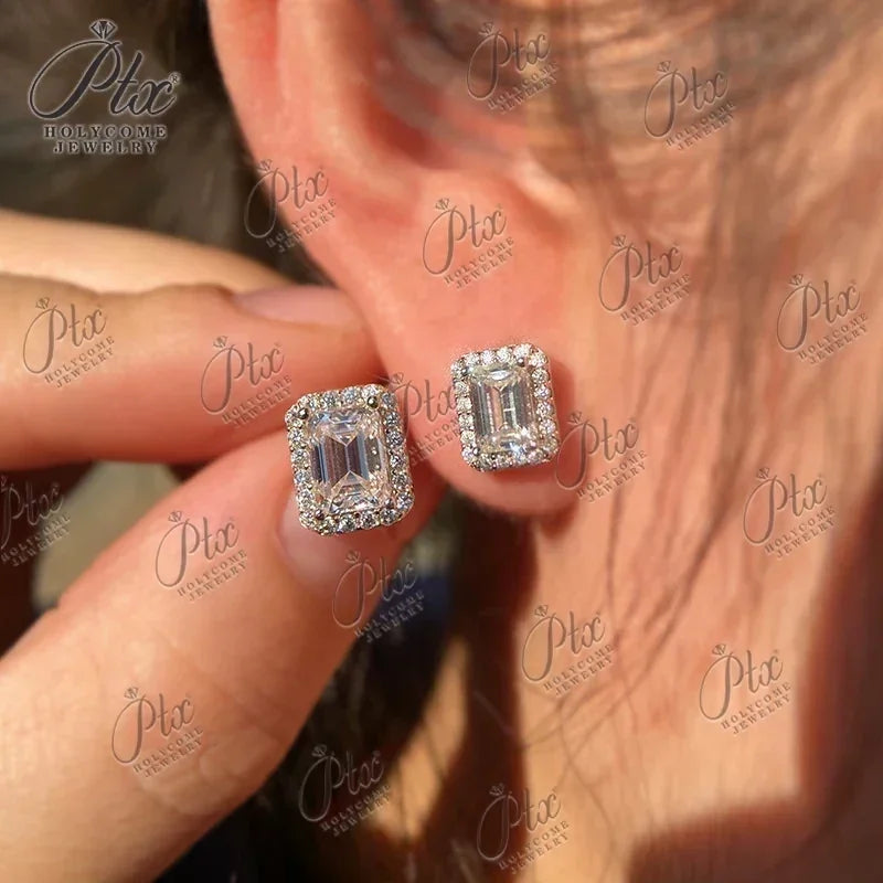 Emerald Cut Earring Necklace Jewelry Sets D Color Moissanite 100% S925 Sterling Silver For Women Fine Wedding Gift GRA Certified