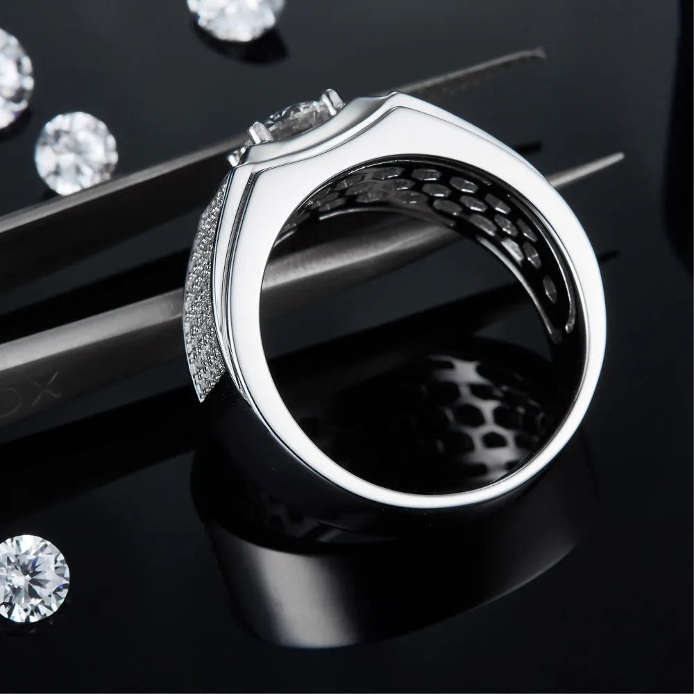 MuShan Brand Jewelry 925 Sterling Silver Ring Brilliant Moissanite Minimalist Ring for Her 18K Gold Plated MST Patent Jewellery