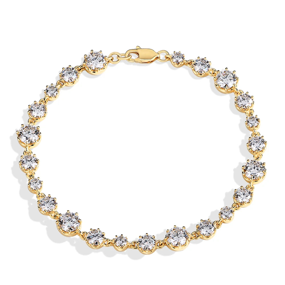 MINTYBOX Round Cut Moissanite Bracelets S925 Sterling Silver Lobster Clasp Tennis Bracelet for Women Men Luxury Wedding Jewelry