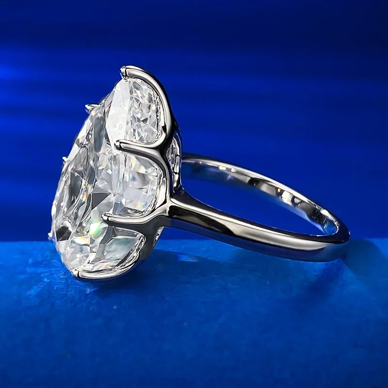 Huge Pear Cut 12*18mm Moissanite Diamond Ring Real 925 Sterling Silver Party Wedding Band Rings for Women Engagement Jewelry