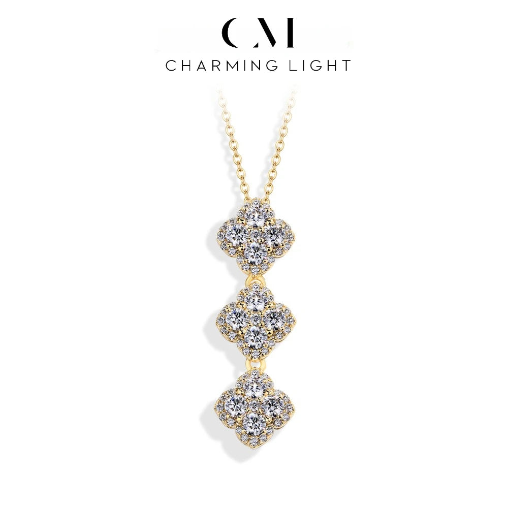 CHARMING Sparkling D Color Moissanite Diamond Necklace 925 Silver Pendant Necklaces Fine Jewelry for Women Gift With Certificate
