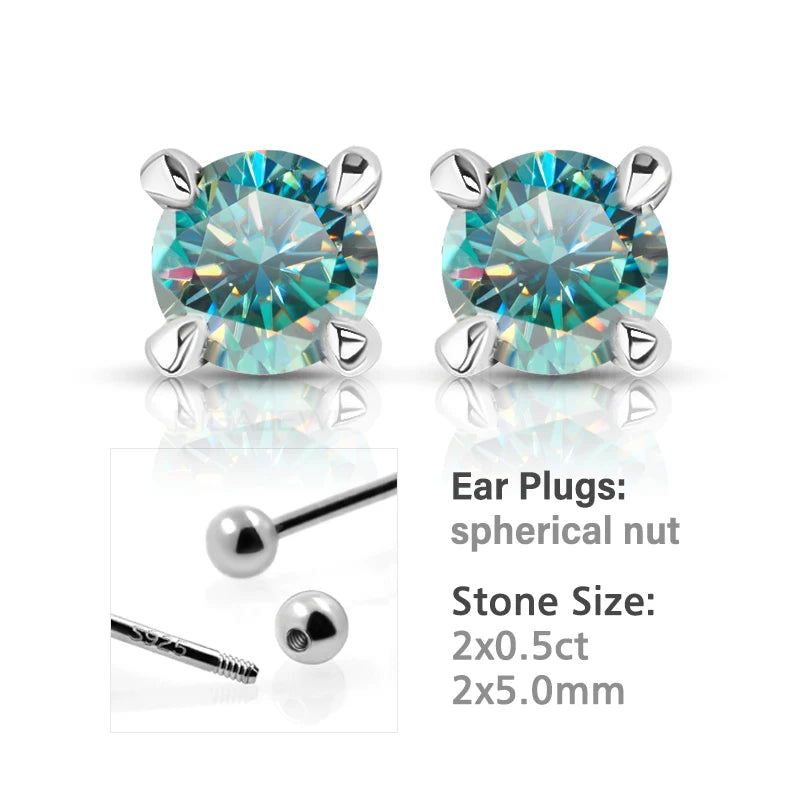 GIGAJEWE 925 Sterling Silver 4-Prong Stud Earrings D Color & Nova Color Moissanite Earrings for Women Fine Jewelry Gift