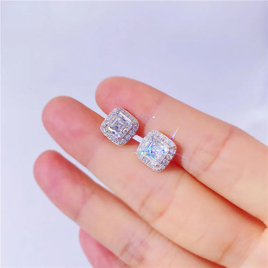 ICEBLING 925 Moissanite Stud Earrings Sterling Silver VVS Round Princess Cut  Screw Ear Studs For Men