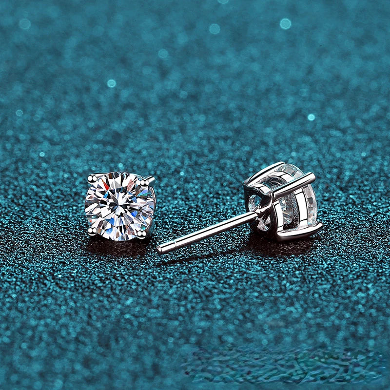 3Carat 8.0mm D Color Moissanite Stud Earrings For Women Top Quality 100% 925 Sterling Silver Sparkling Wedding Jewelry