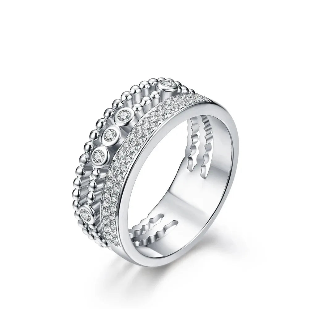 CHARMING Stack Shape Moissanite Ring Lab Diamond for Women Solid White Gold 100%925 Sterling SIlver With Certificed Jewelry Gift