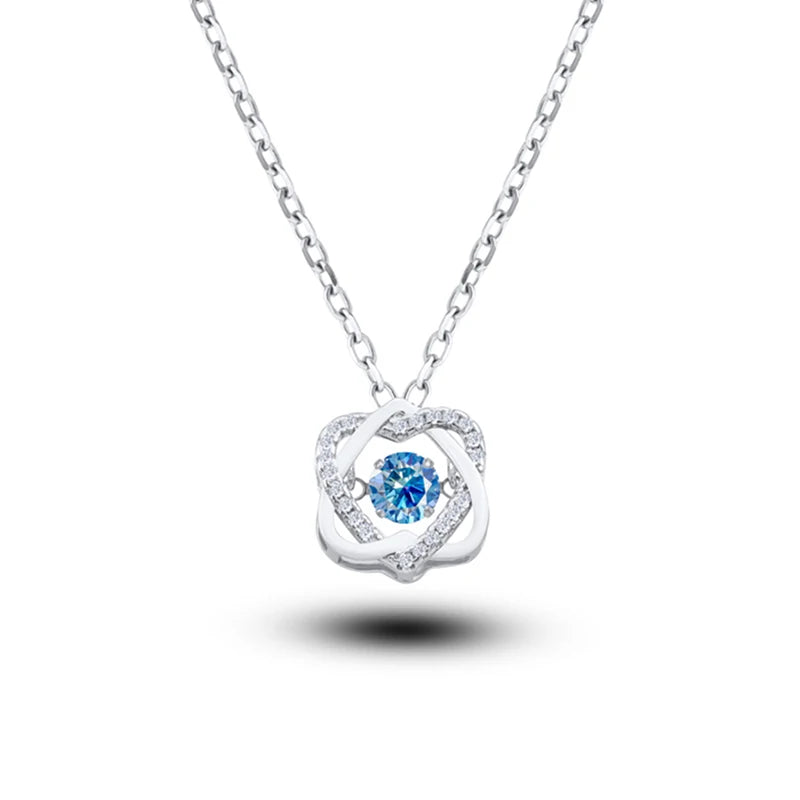 Moissanite Necklace For Women 100% Sterling S925 Silver With White Gold Plated Lab Diamond Jewelry Wedding Pendant with O-chain
