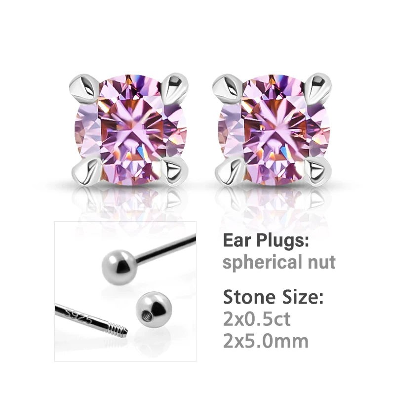 GIGAJEWE 925 Sterling Silver 4-Prong Stud Earrings D Color & Nova Color Moissanite Earrings for Women Fine Jewelry Gift