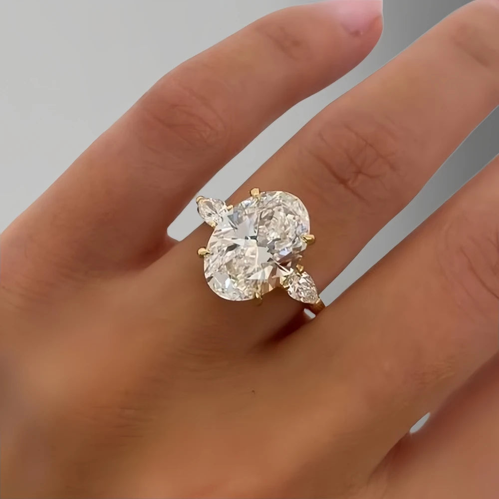1-8 Ct Oval Cut Moissanite Engagement Ring Oval Three-stone Diamond Wedding Ring for Women 925 Sterling Silver with Certificate