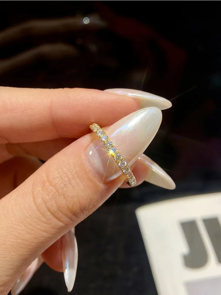 Real Moissanite Diamond Solitaire Stackable Wedding Rings for Women 925 Sterling Silver Luxury Fashion Quality Fine Jewelry