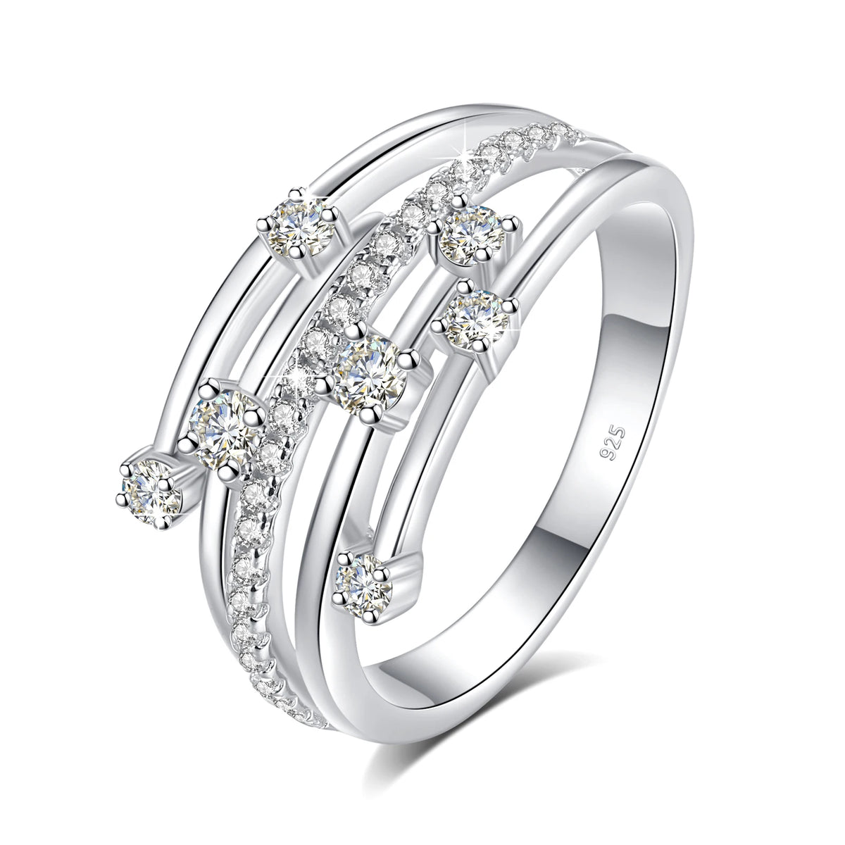Certificated Moissanite Rings For Women Solid 925 Sterling Silver Eternity Band Wedding Jewelry Gift For Girl Pass Diamond Test