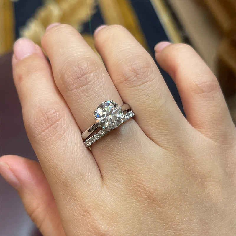 Lnkry 2.0CT Moissanite Bridal Rings Set with Certificate 14k Gold Filled Lad Diamond Wedding Band Ring For Women Jewelry