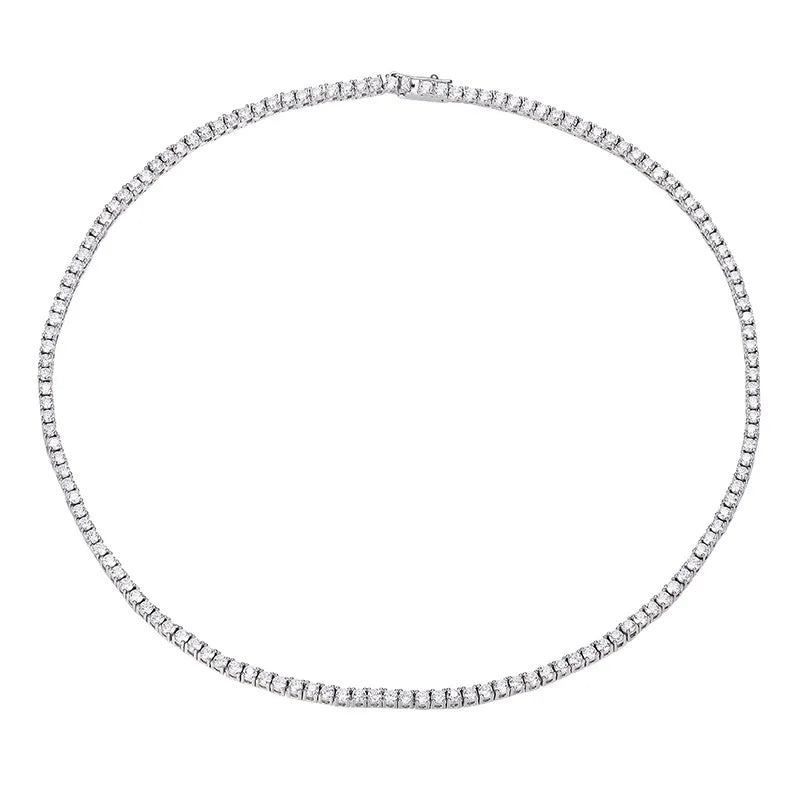 OEVAS 2.5mm Full Moissanite Tennis Necklace for Women Man 100% S925 Silver Neck Chain Necklaces Party Fine Jewelry Gift