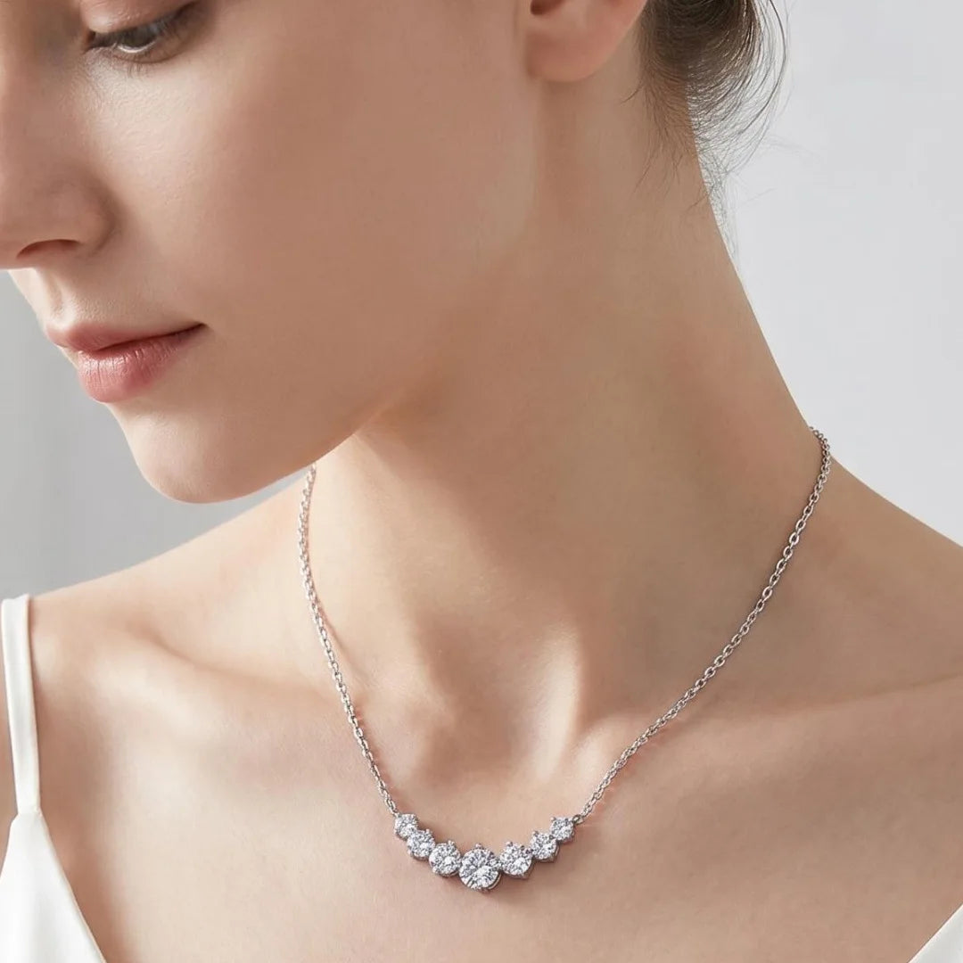 Moissanite Necklace for Woman S925 Sterling Sliver Diamond Pendant Plated Platinum Engagement Wedding Jewely