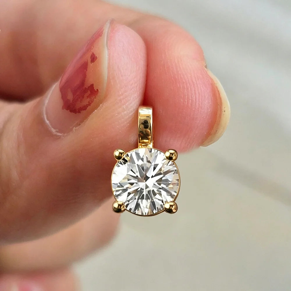 2/3/4ct Round Brilliant Cut Solitaire Moissanite Pendant Necklace With GRA S925 Silver Hard Collar Choker Fine Jewelry for Women
