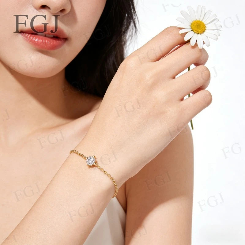 Hip-Hop Moissanite Tennis Bracelet Chain 925 Sterling Silver Round 6.5mm D Color VVS1 For Women Dating Birthday Jewelry Gifts