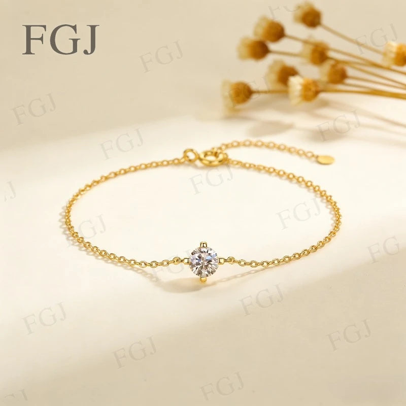 Hip-Hop Moissanite Tennis Bracelet Chain 925 Sterling Silver Round 6.5mm D Color VVS1 For Women Dating Birthday Jewelry Gifts